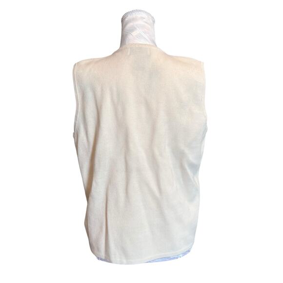 Vintage White Orange Halloween Sweater Vest Womens Sz Large Pumpkin Black Cat - Picture 2 of 16